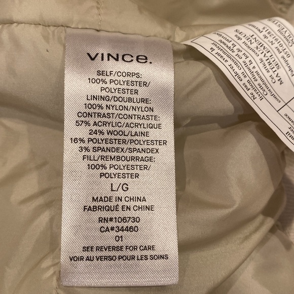 VINCE fabulous light beige bomber jacket with warm lining, size Large - Picture 13 of 16